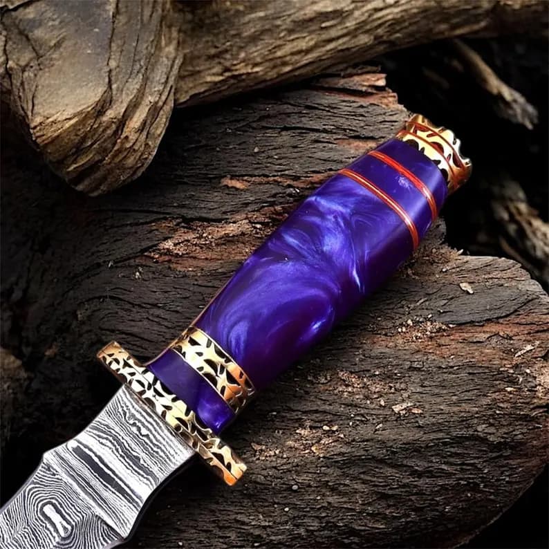 Personalized Damascus Steel Athame Dagger thumbnail 3