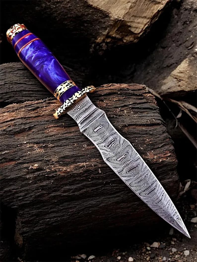Personalized Damascus Steel Athame Dagger thumbnail 4
