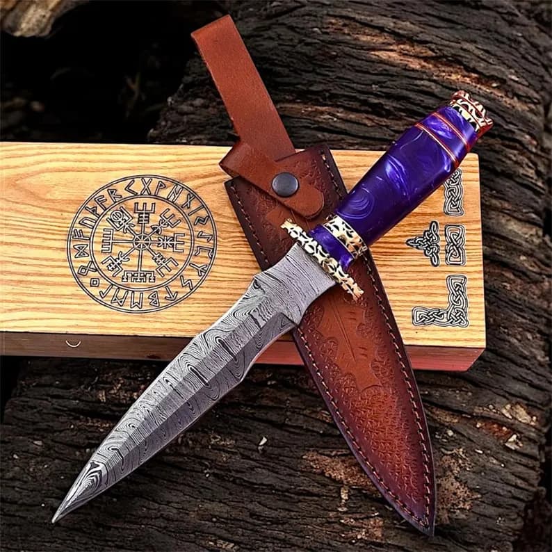 Hand Forged Damascus Steel Athame Dagger thumbnail 6