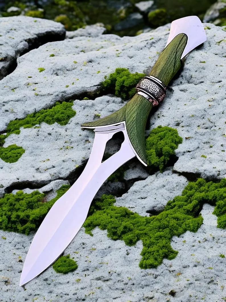 Hand Forged Celtic Elven Dagger with Sheath thumbnail 4