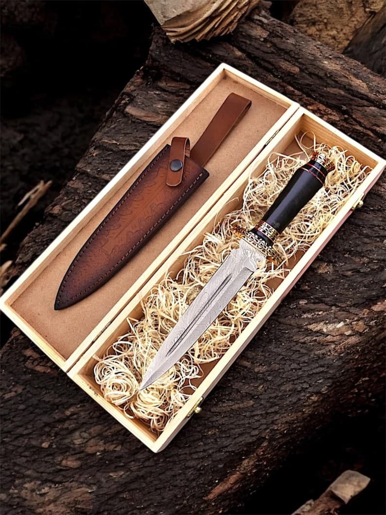 Hand Forged Damascus Steel Athame Dagger thumbnail 5