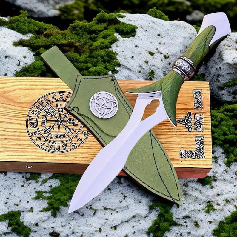Hand Forged Celtic Elven Dagger with Sheath