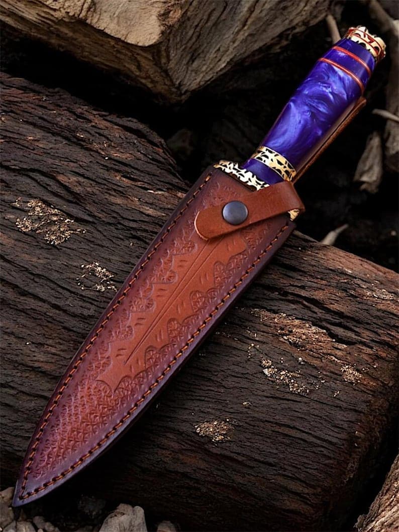 Personalized Damascus Steel Athame Dagger thumbnail 6