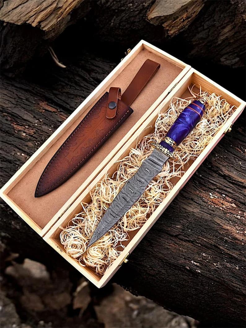 Hand Forged Damascus Steel Athame Dagger thumbnail 8